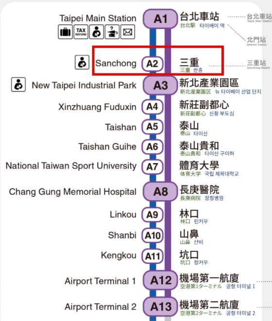 桃園空港からMRTで台北市内へ！三重駅乗換えが便利なケースと行き方